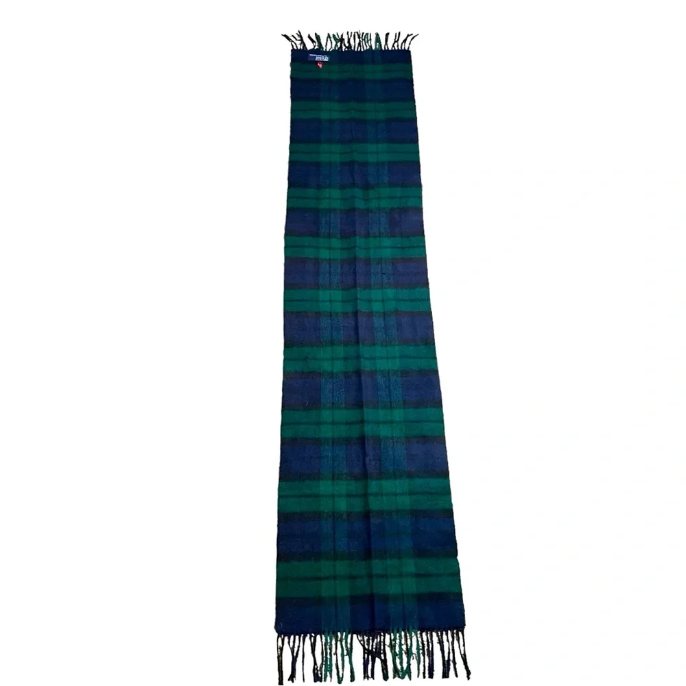 Lauren Ralph Lauren Vintage‎ Women’s Plaid Green Navy Blue Scarf